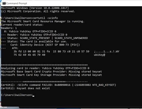 microsoft base smart card crypto provider: missing stored keyset|yubikey missing stored keyset.